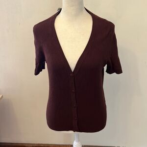 Marled brown short sleeve sweater Size S New